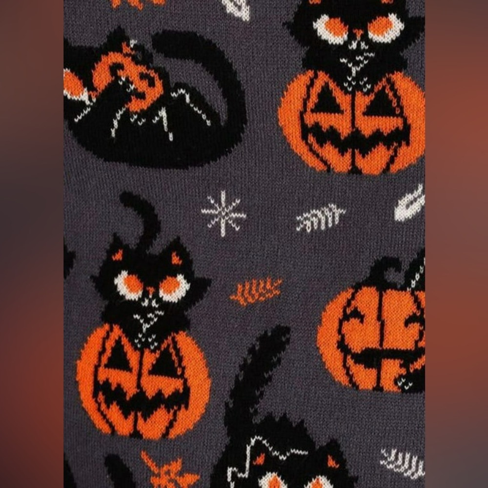 Black Cat and Jack-o’-lantern Halloween Sweater NWOT Large - Picture 4 of 10